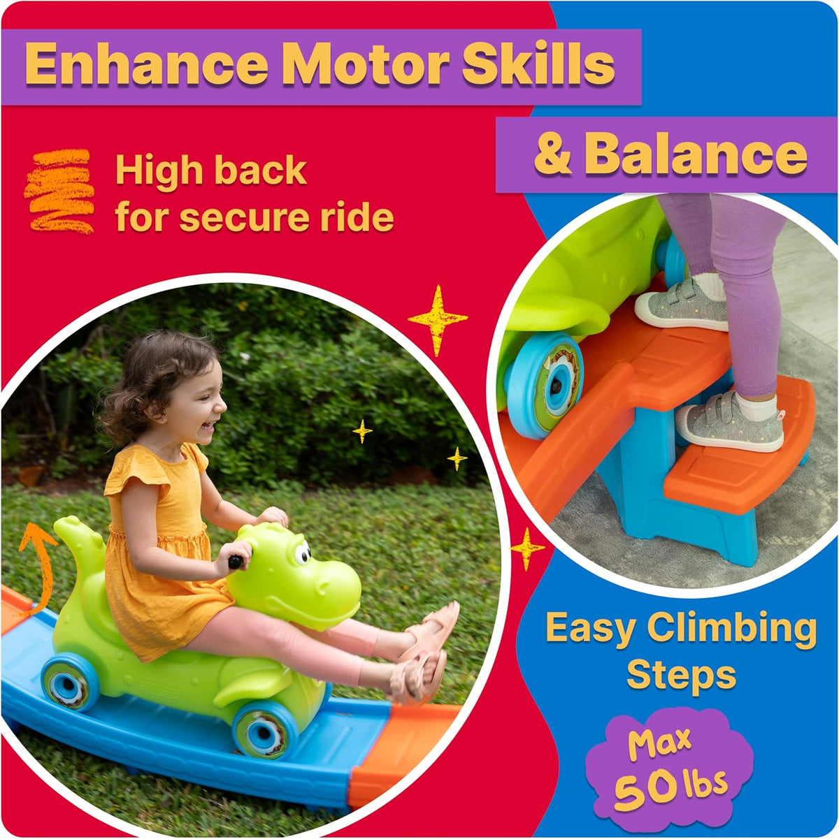 Dino Dash Up & Down Roller Coaster Kids Ride